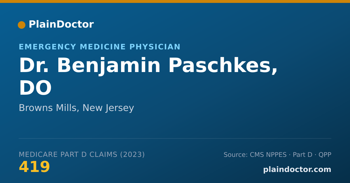 Shareable card for Benjamin Paschkes, DO - Emergency Medicine Physician, Browns Mills, NJ