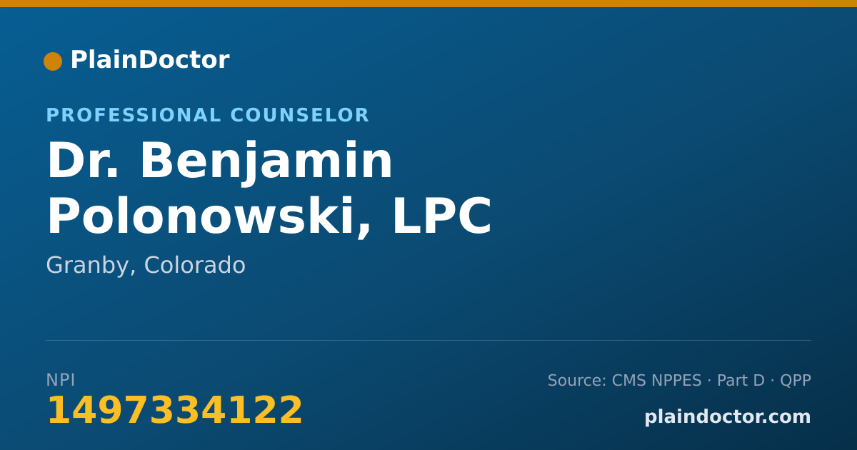 Shareable card for Benjamin Polonowski, LPC - Professional Counselor, Granby, CO