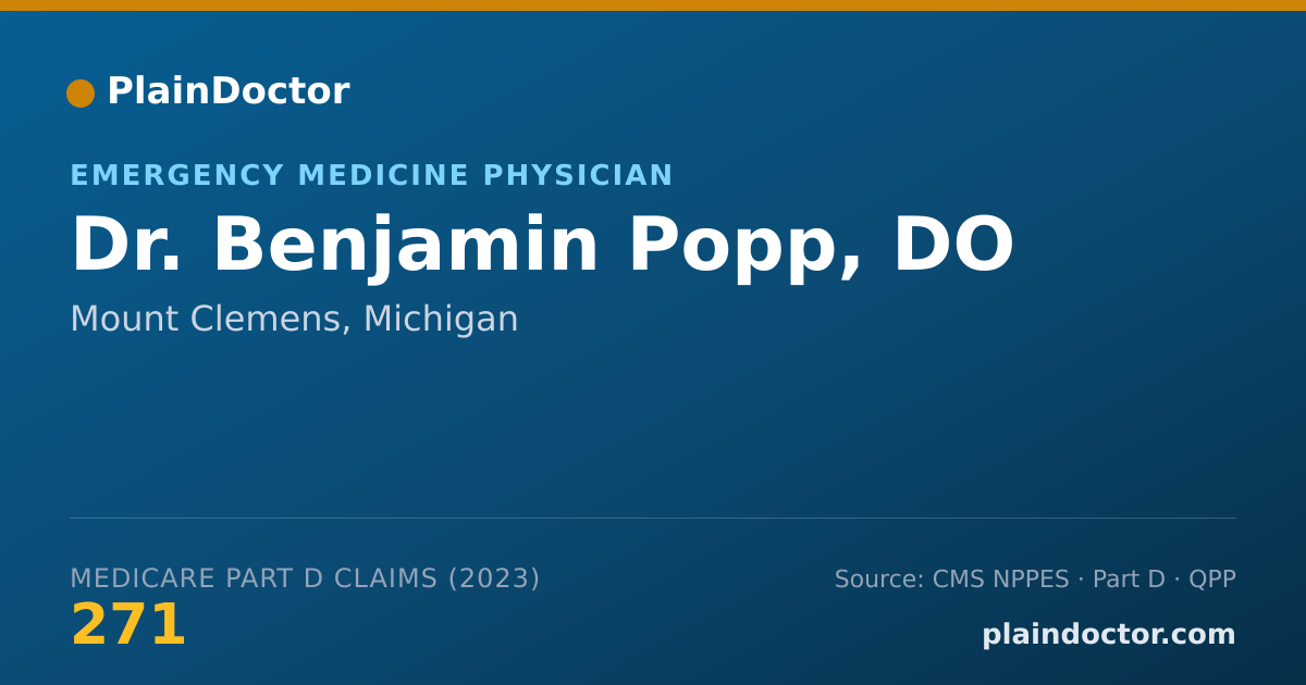 Shareable card for Benjamin Popp, DO - Emergency Medicine Physician, Mount Clemens, MI