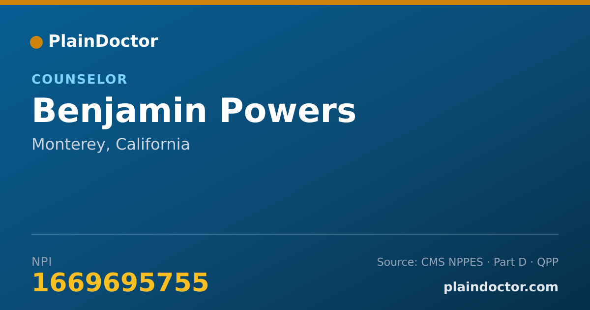 Shareable card for Benjamin Powers - Counselor, Monterey, CA