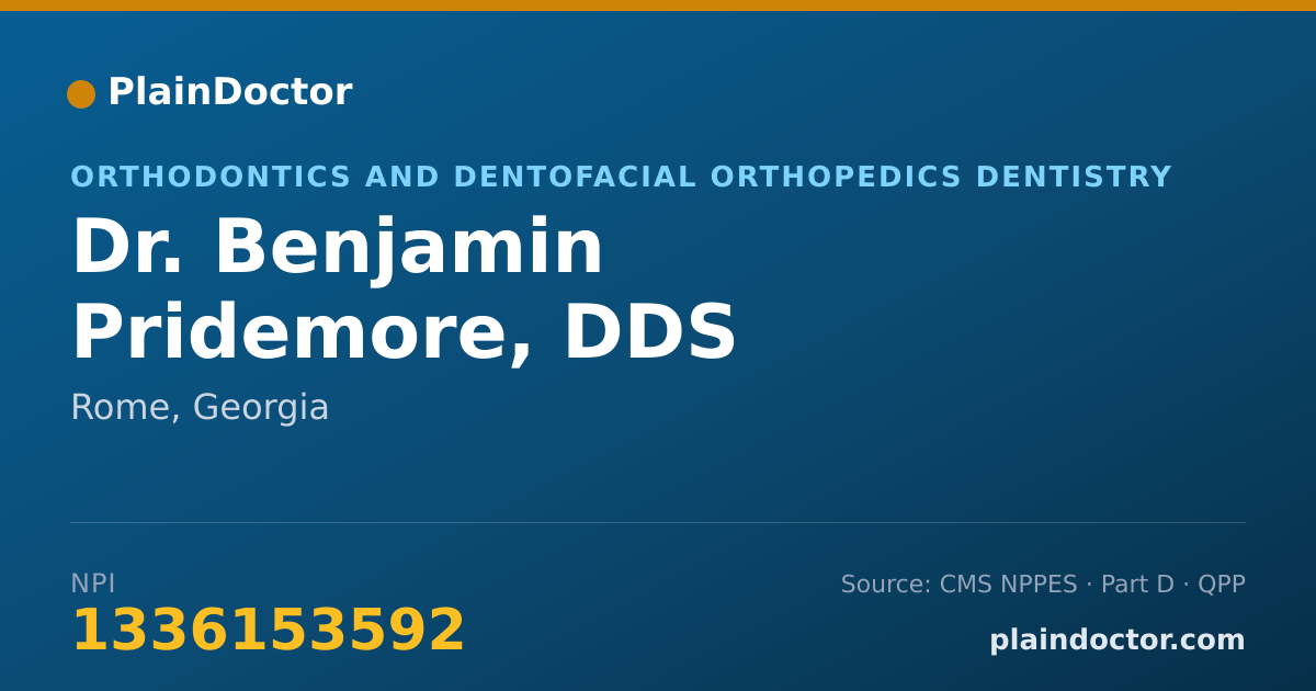Shareable card for Benjamin Pridemore, DDS - Orthodontics and Dentofacial Orthopedics Dentistry, Rome, GA