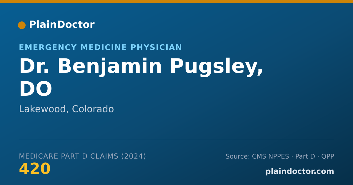 Shareable card for Benjamin Pugsley, DO - Emergency Medicine Physician, Lakewood, CO