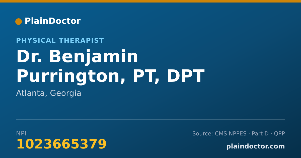 Shareable card for Benjamin Purrington, PT, DPT - Physical Therapist, Atlanta, GA