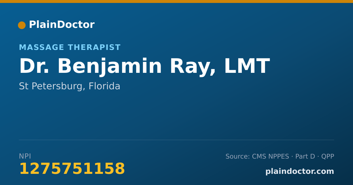 Shareable card for Benjamin Ray, LMT - Massage Therapist, St Petersburg, FL