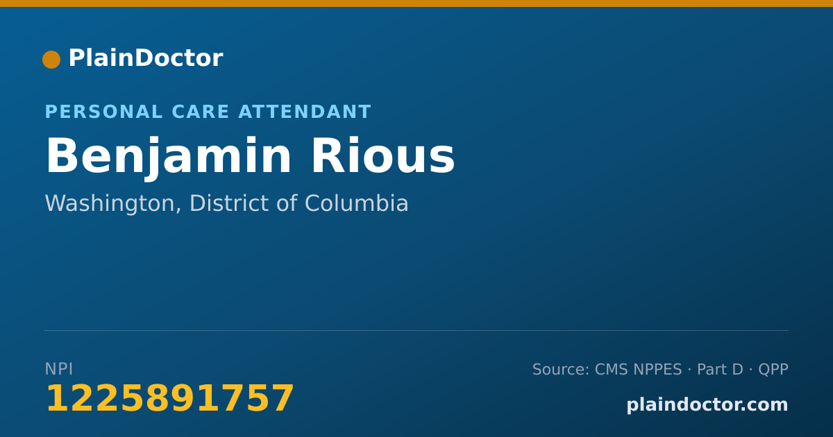Shareable card for Benjamin Rious - Personal Care Attendant, Washington, DC