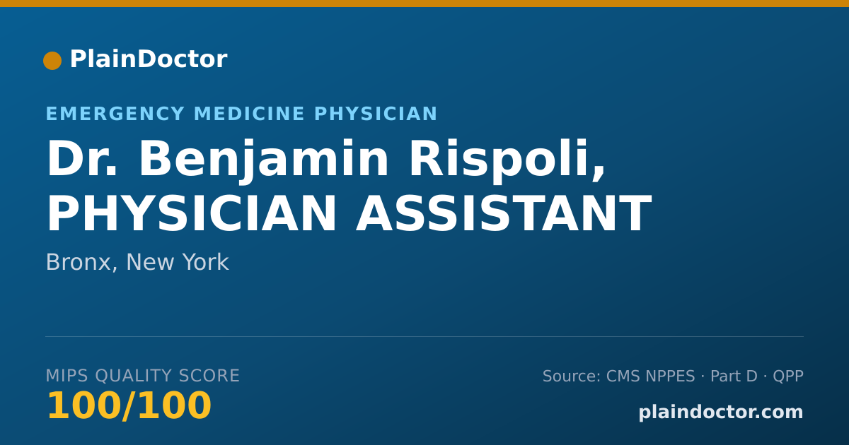 Shareable card for Benjamin Rispoli, PHYSICIAN ASSISTANT - Emergency Medicine Physician, Bronx, NY