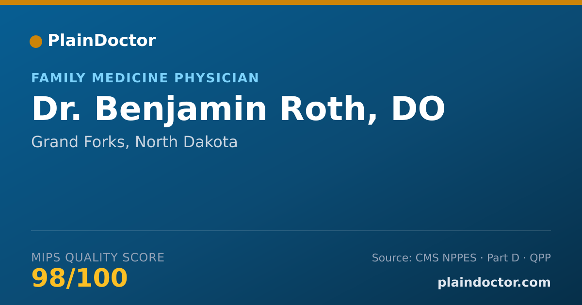 Shareable card for Benjamin Roth, DO - Family Medicine Physician, Grand Forks, ND