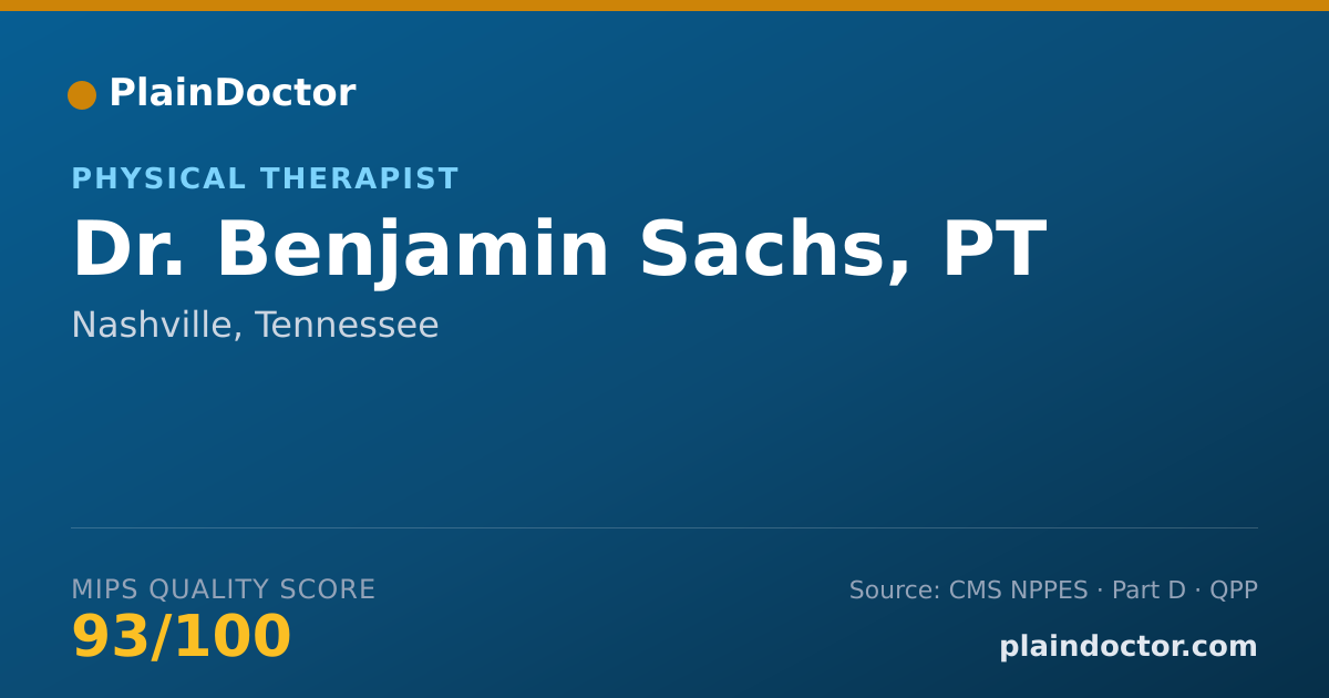 Shareable card for Benjamin Sachs, PT - Physical Therapist, Nashville, TN