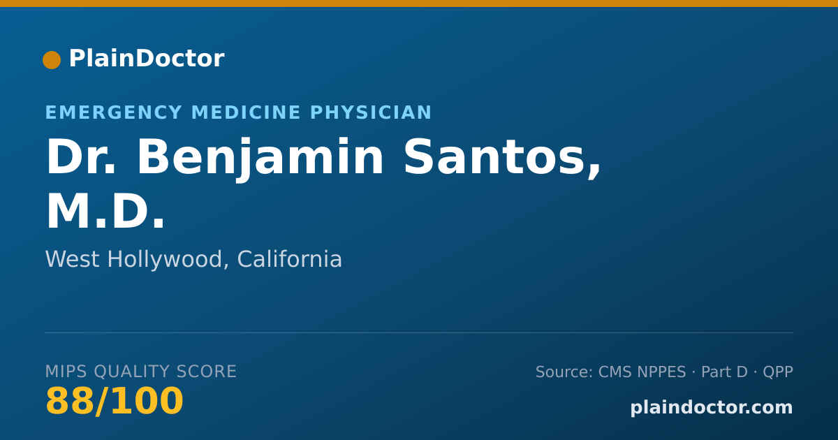 Shareable card for Benjamin Santos, M.D. - Emergency Medicine Physician, West Hollywood, CA
