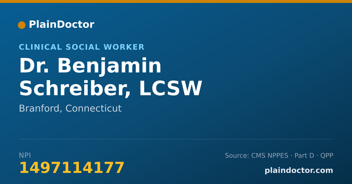 Shareable card for Benjamin Schreiber, LCSW - Clinical Social Worker, Branford, CT