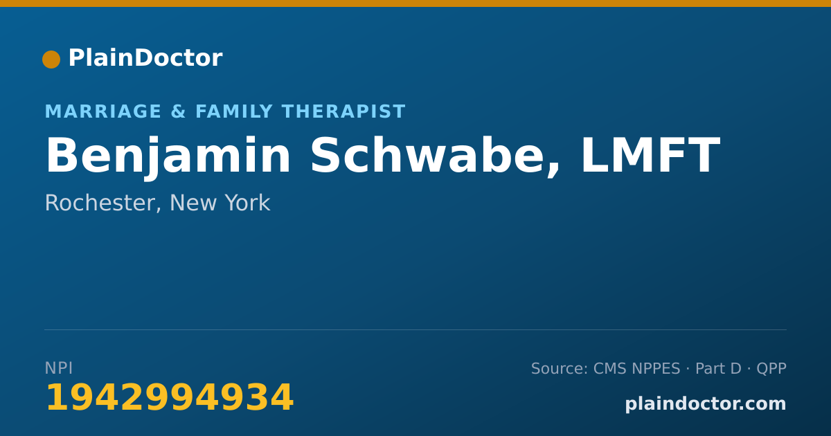 Shareable card for Benjamin Schwabe, LMFT - Marriage & Family Therapist, Rochester, NY