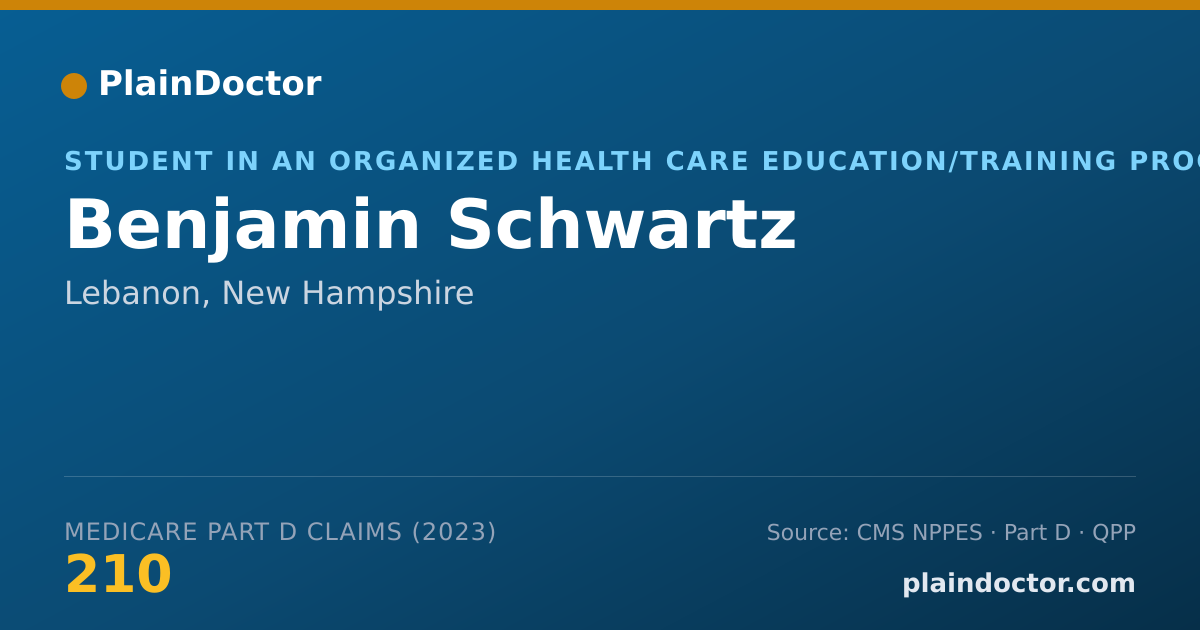 Shareable card for Benjamin Schwartz - Student in an Organized Health Care Education/Training Program, Lebanon, NH