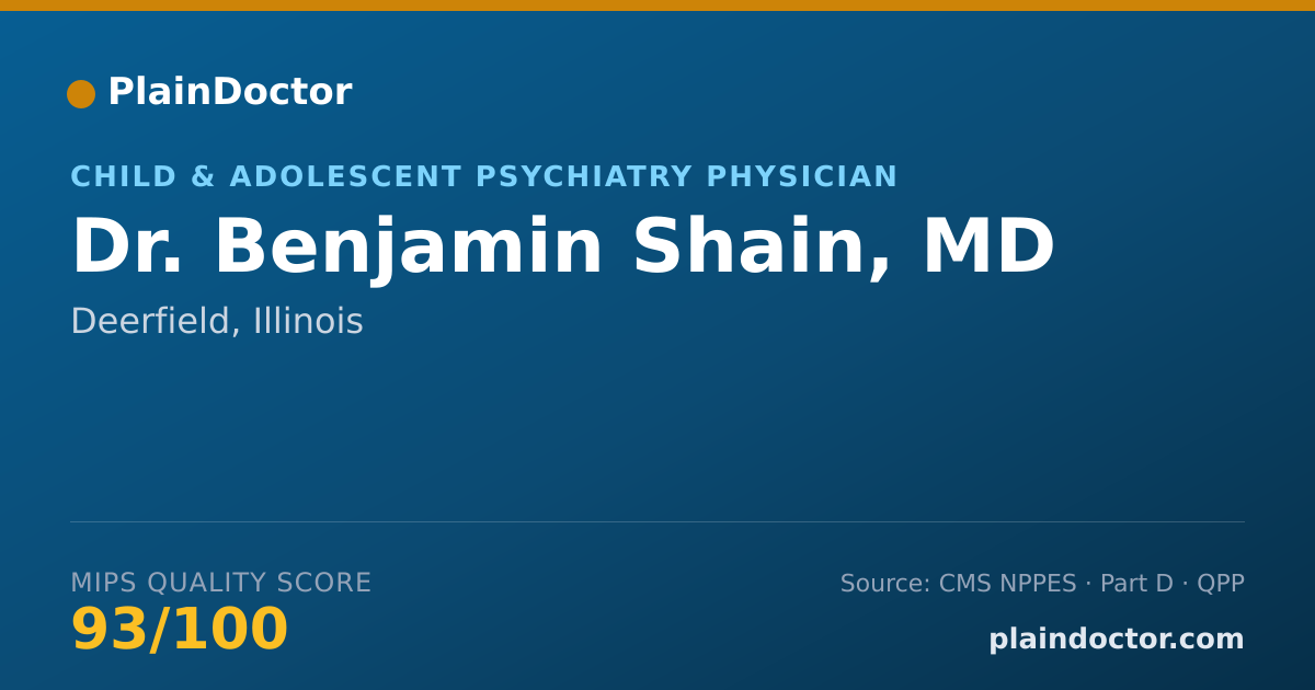 Shareable card for Benjamin Shain, MD - Child & Adolescent Psychiatry Physician, Deerfield, IL