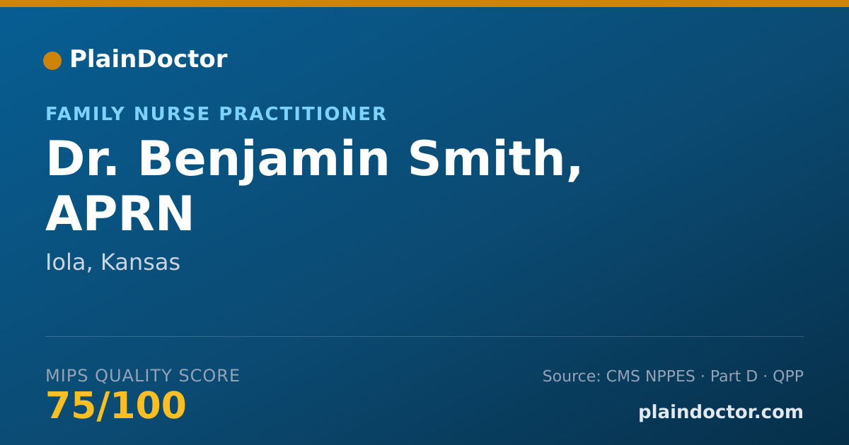 Shareable card for Benjamin Smith, APRN - Family Nurse Practitioner, Iola, KS