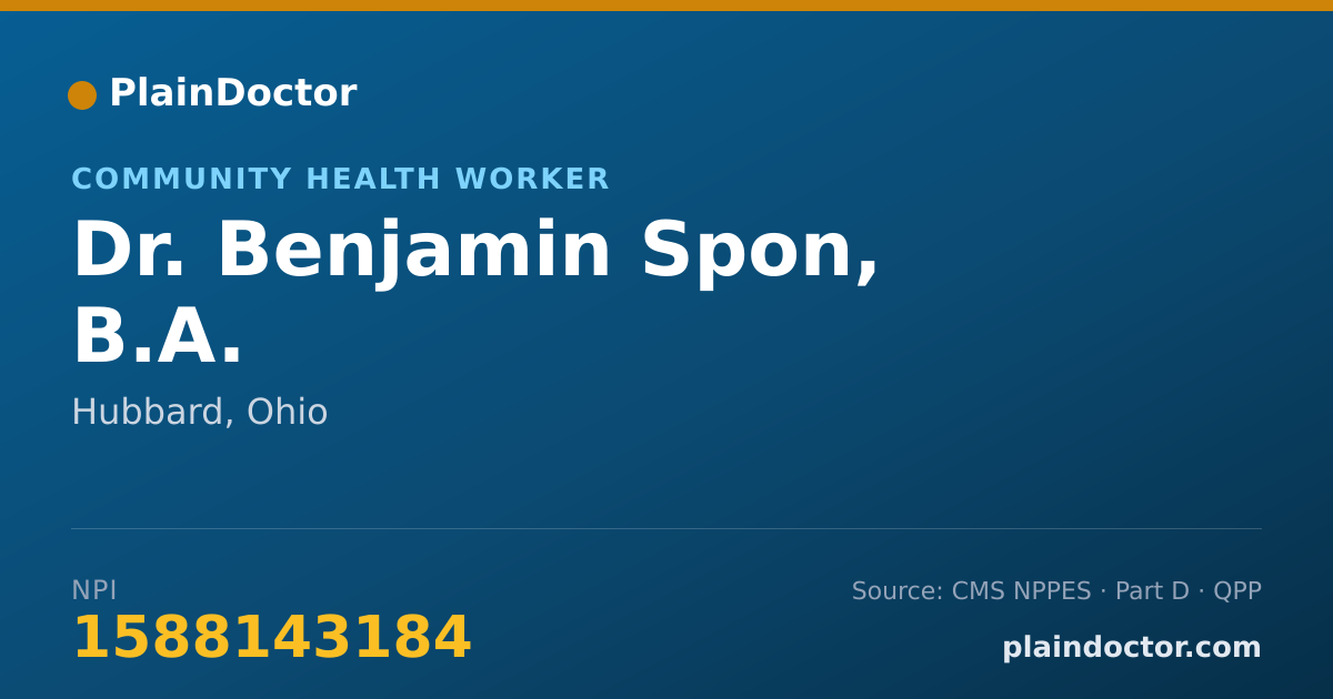 Shareable card for Benjamin Spon, B.A. - Community Health Worker, Hubbard, OH