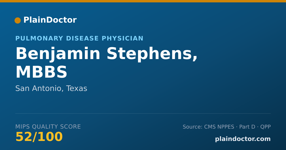 Shareable card for Benjamin Stephens, MBBS - Critical Care Medicine (Internal Medicine) Physician, San Antonio, TX