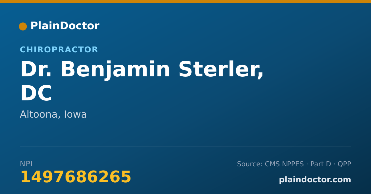 Shareable card for Benjamin Sterler, DC - Chiropractor, Altoona, IA