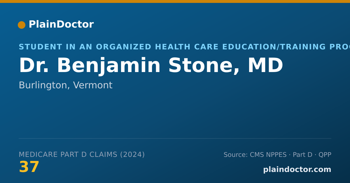 Shareable card for Benjamin Stone, MD - Student in an Organized Health Care Education/Training Program, Burlington, VT