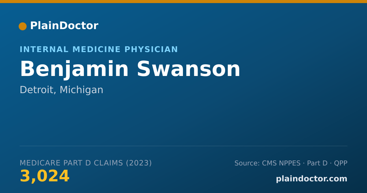 Shareable card for Benjamin Swanson - Internal Medicine Physician, Detroit, MI