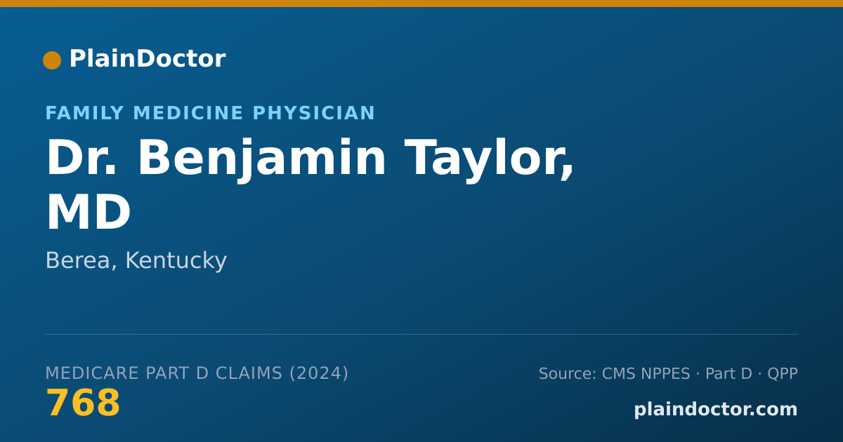 Shareable card for Benjamin Taylor, MD - Family Medicine Physician, Berea, KY