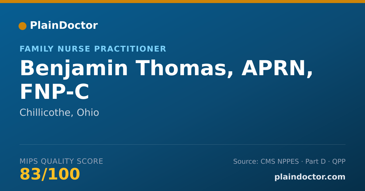 Shareable card for Benjamin Thomas, APRN, FNP-C - Family Nurse Practitioner, Chillicothe, OH