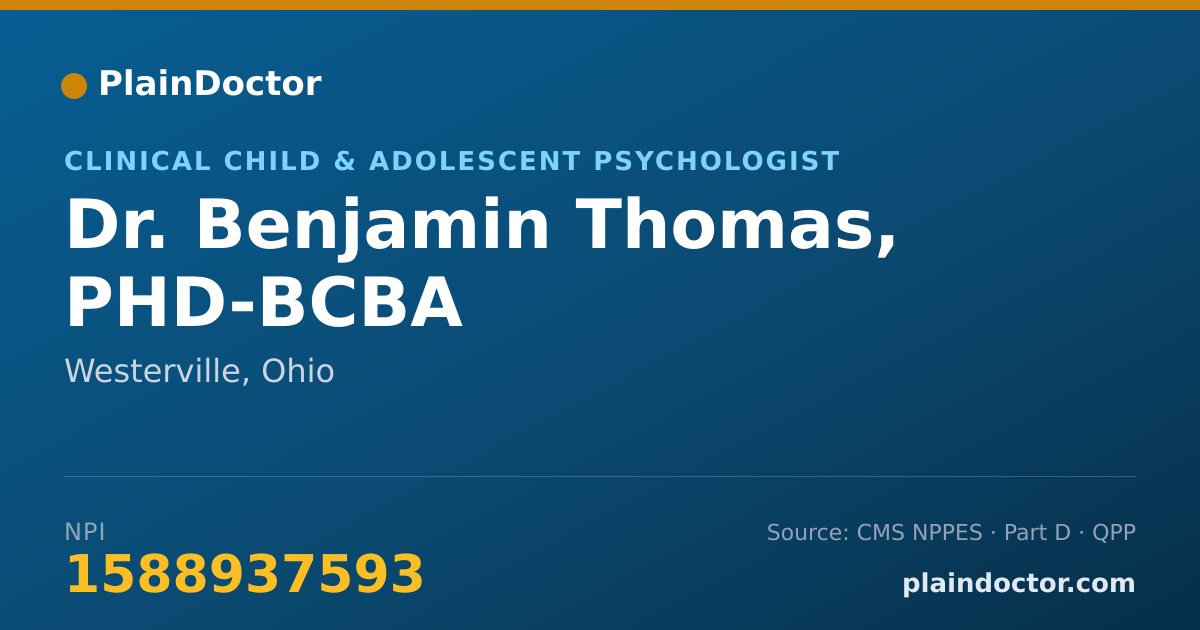 Shareable card for Benjamin Thomas, PHD-BCBA - Clinical Child & Adolescent Psychologist, Westerville, OH