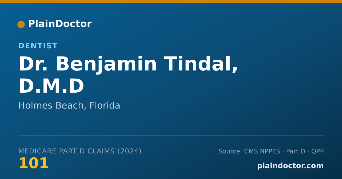 Shareable card for Benjamin Tindal, D.M.D - Dentist, Holmes Beach, FL
