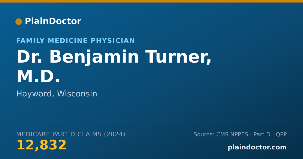 Shareable card for Benjamin Turner, M.D. - Family Medicine Physician, Hayward, WI