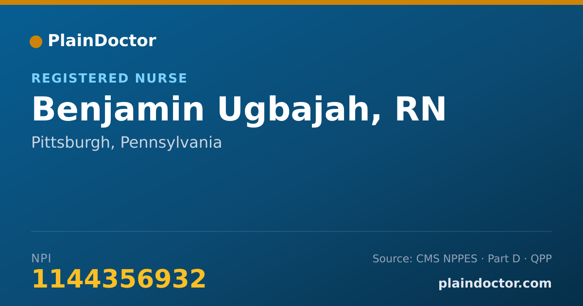 Shareable card for Benjamin Ugbajah, RN - Registered Nurse, Pittsburgh, PA