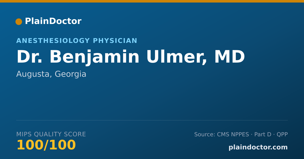 Shareable card for Benjamin Ulmer, MD - Pain Medicine (Anesthesiology) Physician, Augusta, GA