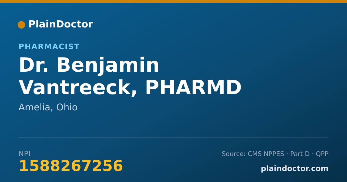Shareable card for Benjamin Vantreeck, PHARMD - Pharmacist, Amelia, OH