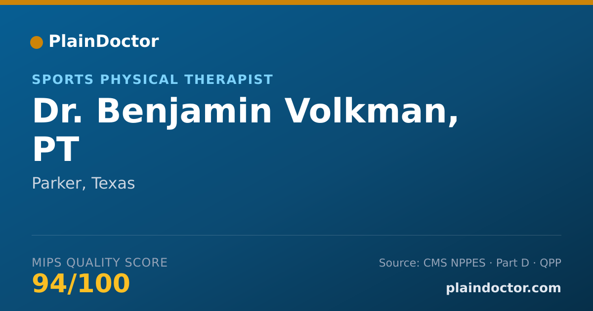 Shareable card for Benjamin Volkman, PT - Sports Physical Therapist, Parker, TX