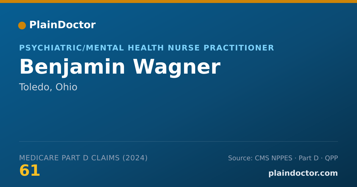 Shareable card for Benjamin Wagner - Psychiatric/Mental Health Nurse Practitioner, Toledo, OH
