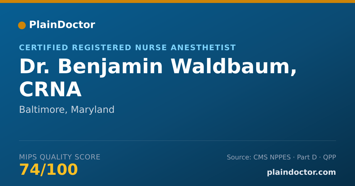 Shareable card for Benjamin Waldbaum, CRNA - Certified Registered Nurse Anesthetist, Baltimore, MD