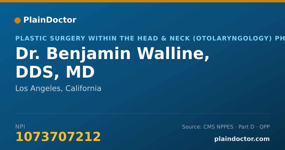 Shareable card for Benjamin Walline, DDS, MD - Plastic Surgery within the Head & Neck (Otolaryngology) Physician, Los Angeles, CA