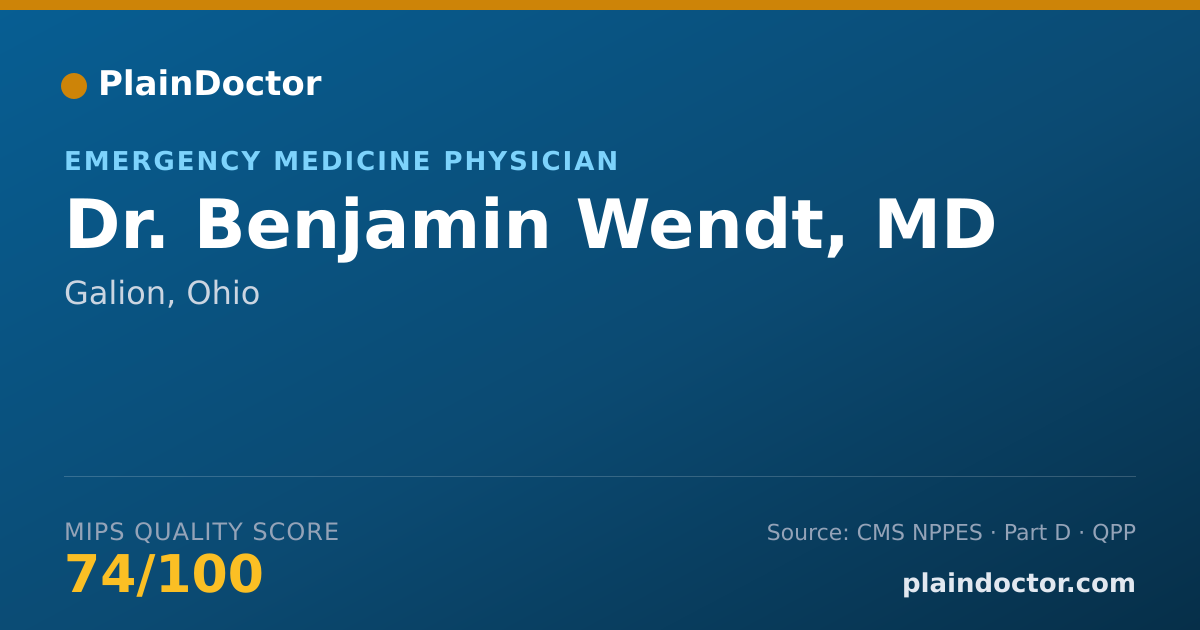 Shareable card for Benjamin Wendt, MD - Emergency Medicine Physician, Galion, OH