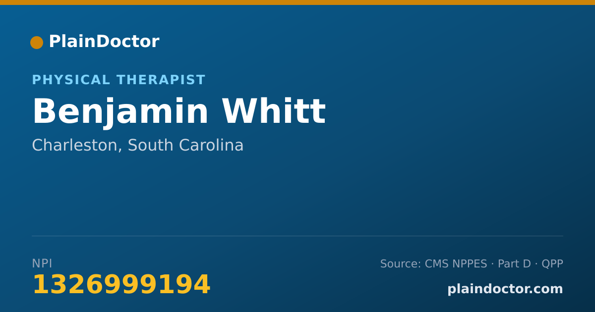 Shareable card for Benjamin Whitt - Physical Therapist, Charleston, SC