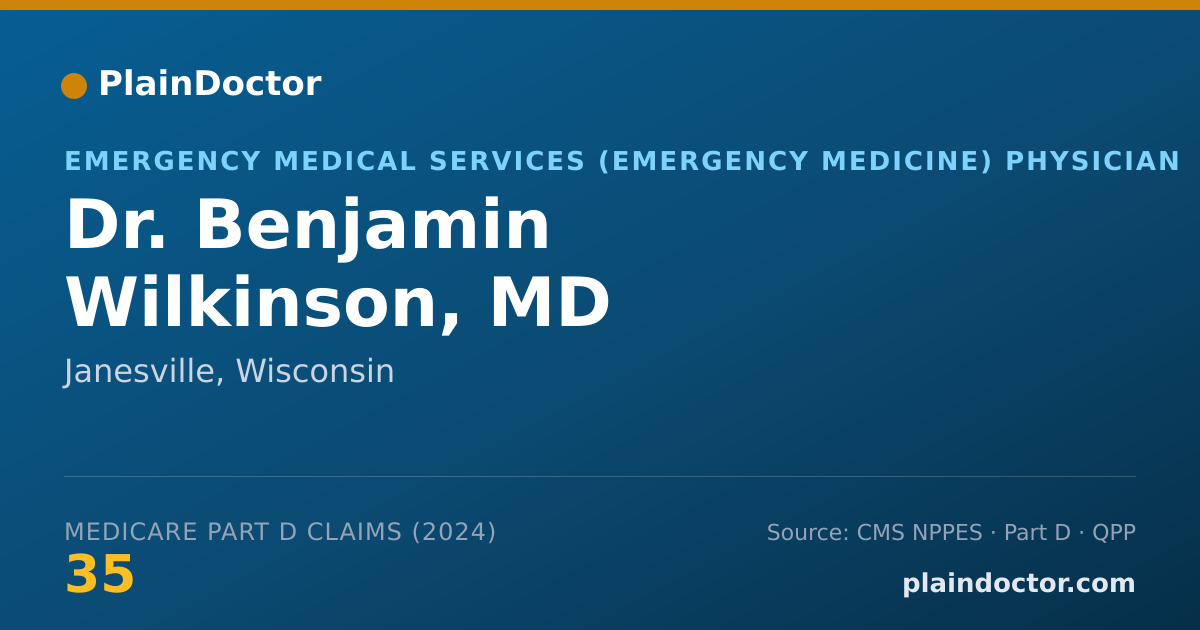 Shareable card for Benjamin Wilkinson, MD - Emergency Medical Services (Emergency Medicine) Physician, Janesville, WI