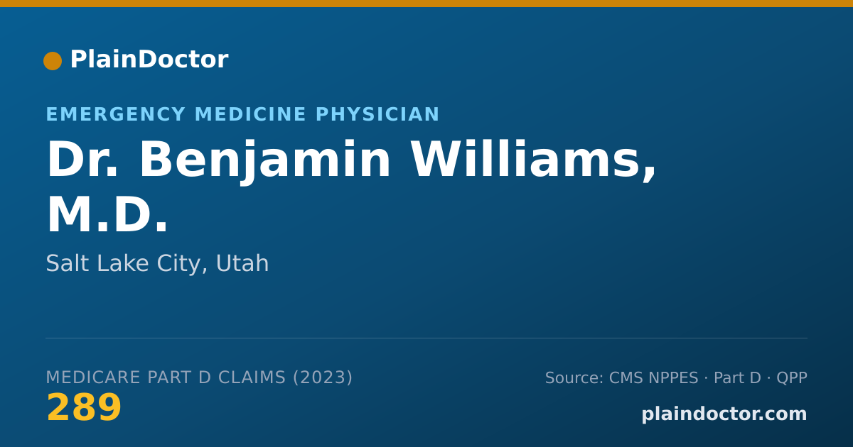 Shareable card for Benjamin Williams, M.D. - Emergency Medicine Physician, Salt Lake City, UT