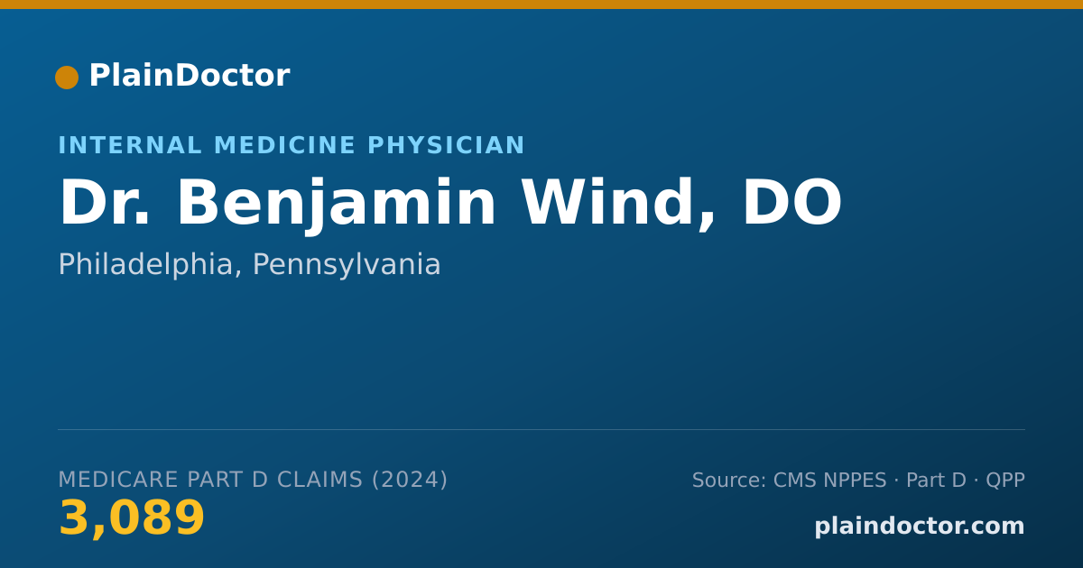 Shareable card for Benjamin Wind, DO - Internal Medicine Physician, Philadelphia, PA