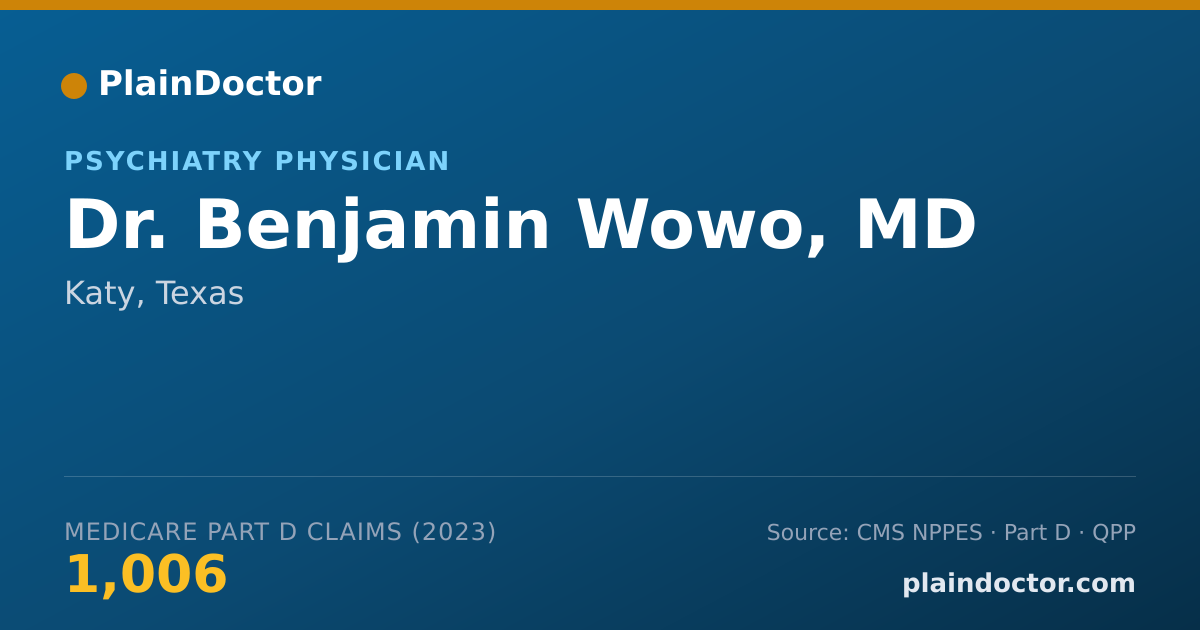 Shareable card for Benjamin Wowo, MD - Psychiatry Physician, Katy, TX