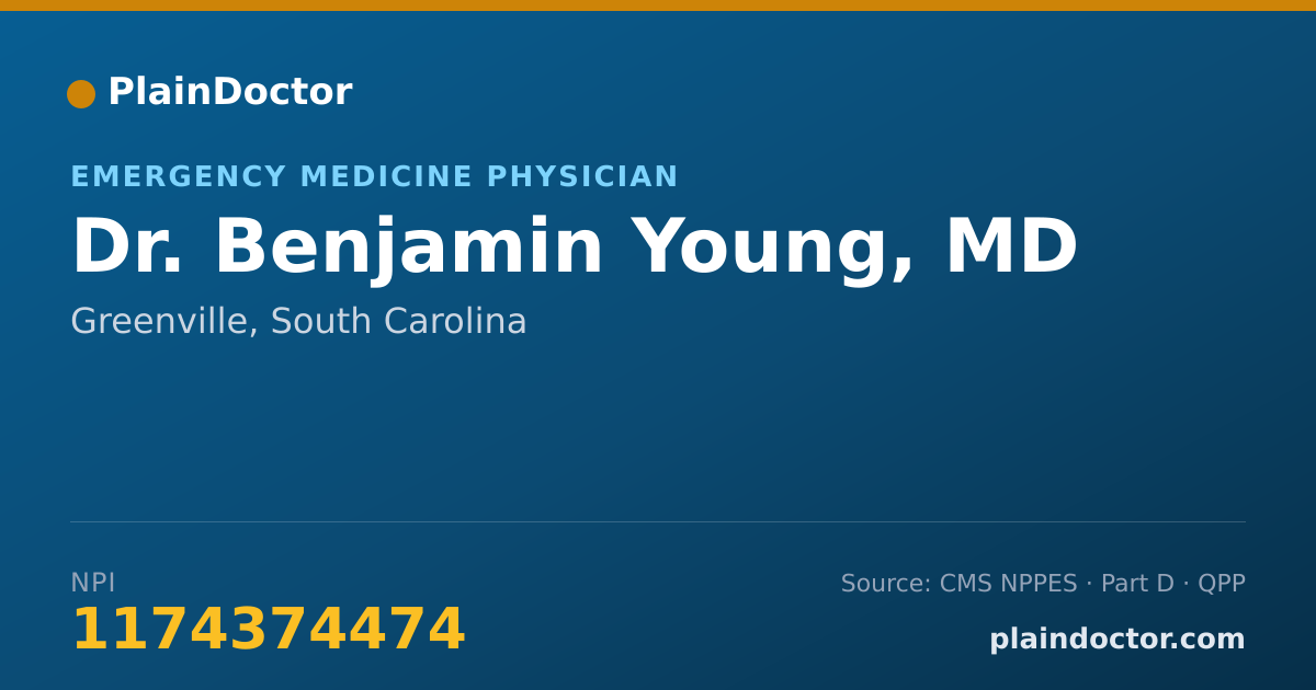 Shareable card for Benjamin Young, MD - Emergency Medicine Physician, Greenville, SC