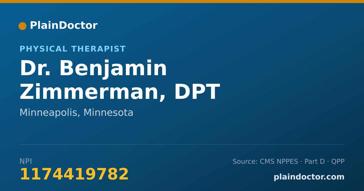 Shareable card for Benjamin Zimmerman, DPT - Physical Therapist, Minneapolis, MN