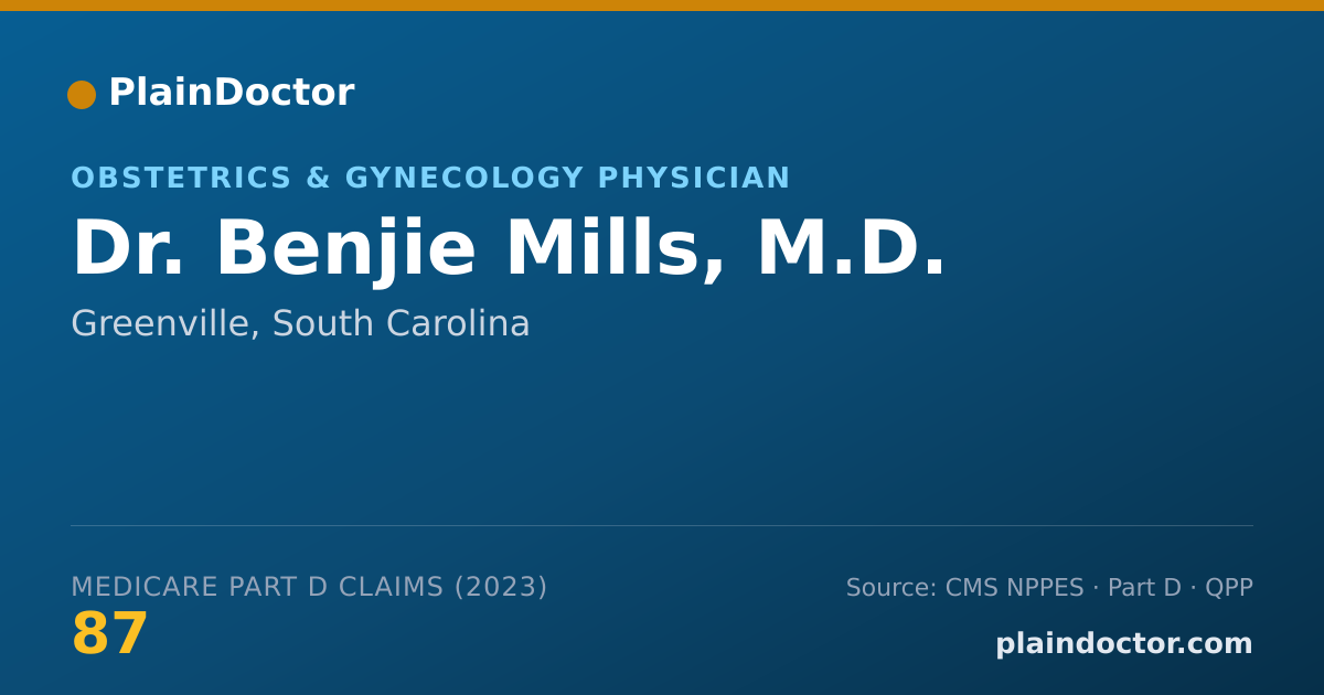 Shareable card for Benjie Mills, M.D. - Obstetrics & Gynecology Physician, Greenville, SC