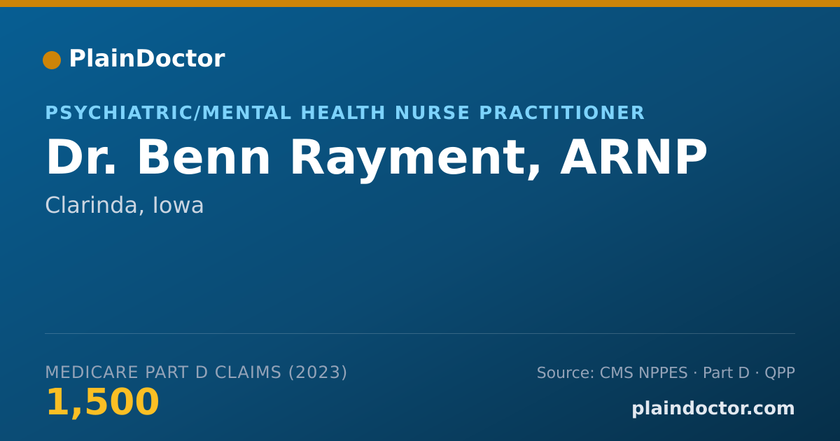 Shareable card for Benn Rayment, ARNP - Psychiatric/Mental Health Nurse Practitioner, Clarinda, IA
