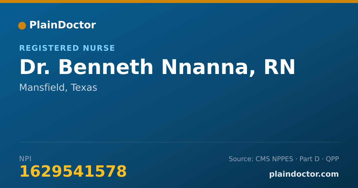 Shareable card for Benneth Nnanna, RN - Registered Nurse, Mansfield, TX
