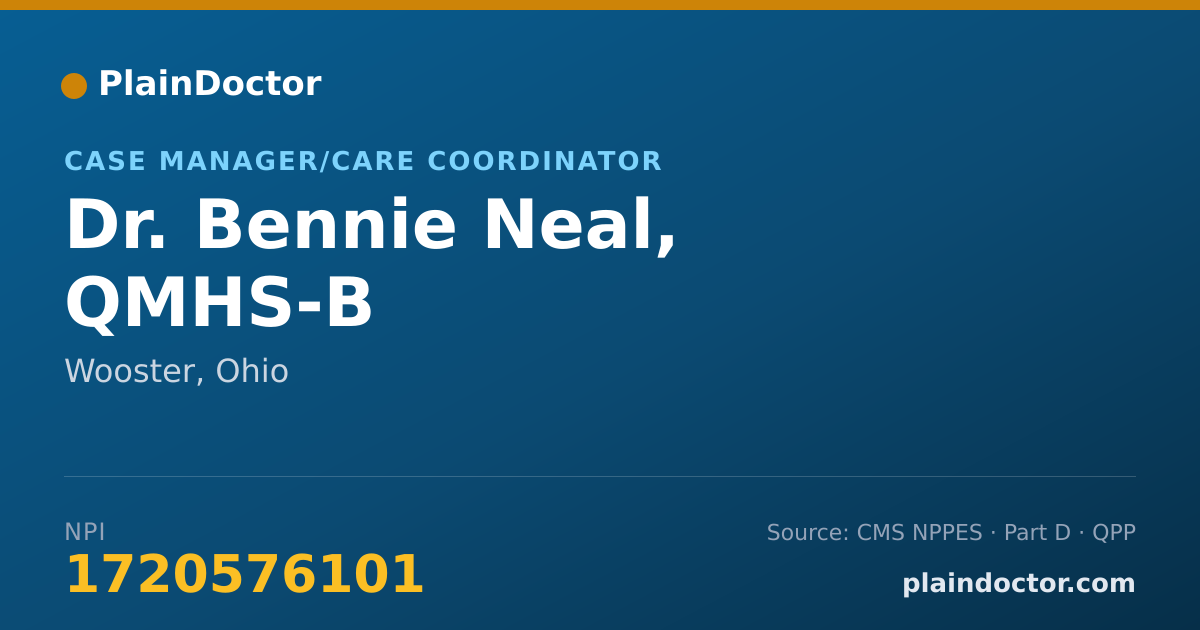 Shareable card for Bennie Neal, QMHS-B - Case Manager/Care Coordinator, Wooster, OH