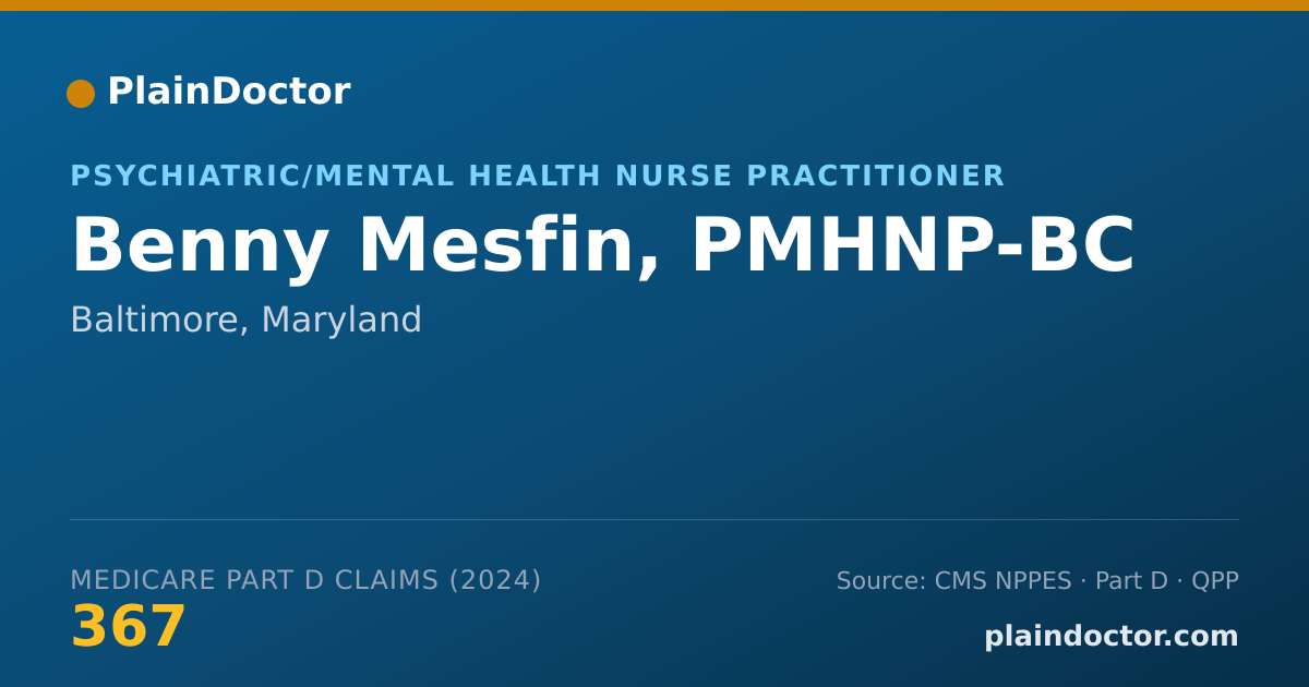 Shareable card for Benny Mesfin, PMHNP-BC - Psychiatric/Mental Health Nurse Practitioner, Baltimore, MD