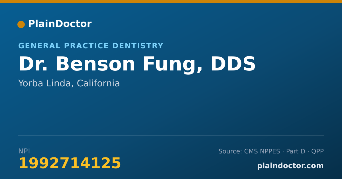 Shareable card for Benson Fung, DDS - General Practice Dentistry, Yorba Linda, CA