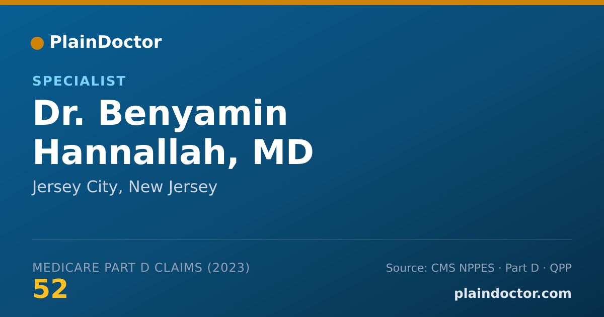 Shareable card for Benyamin Hannallah, MD - Specialist, Jersey City, NJ